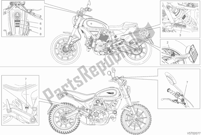 Tutte le parti per il Piastre Di Posizionamento del Ducati Scrambler Full Throttle 803 2020